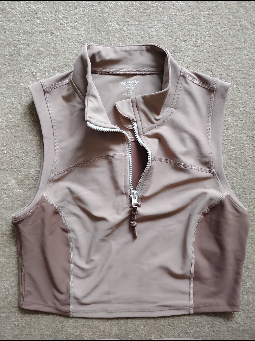 Old Navy Mauve-Taupe Zip-Front Sleeveless Crop Tank
